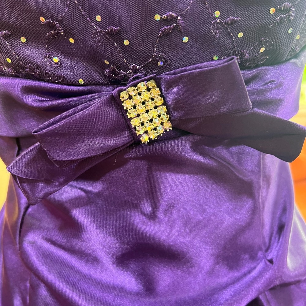 Vintage Jessica McClintock Purple Satin Bubble Dress Gunne Sax Sequin Size 1 - Picture 11 of 11